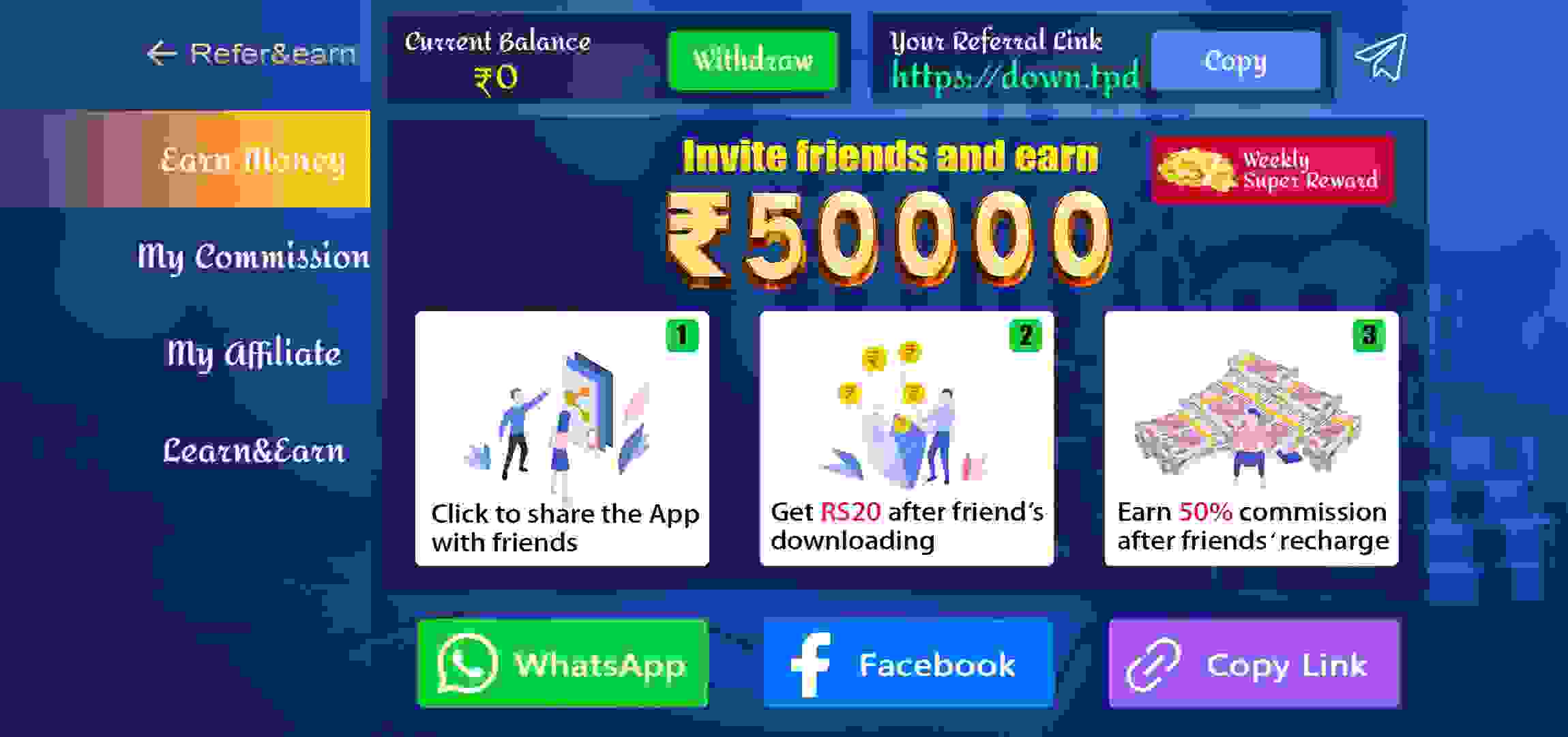 Refer And Earn In Teen Patti Day Apk